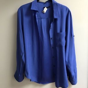 Madewell blue silk button down